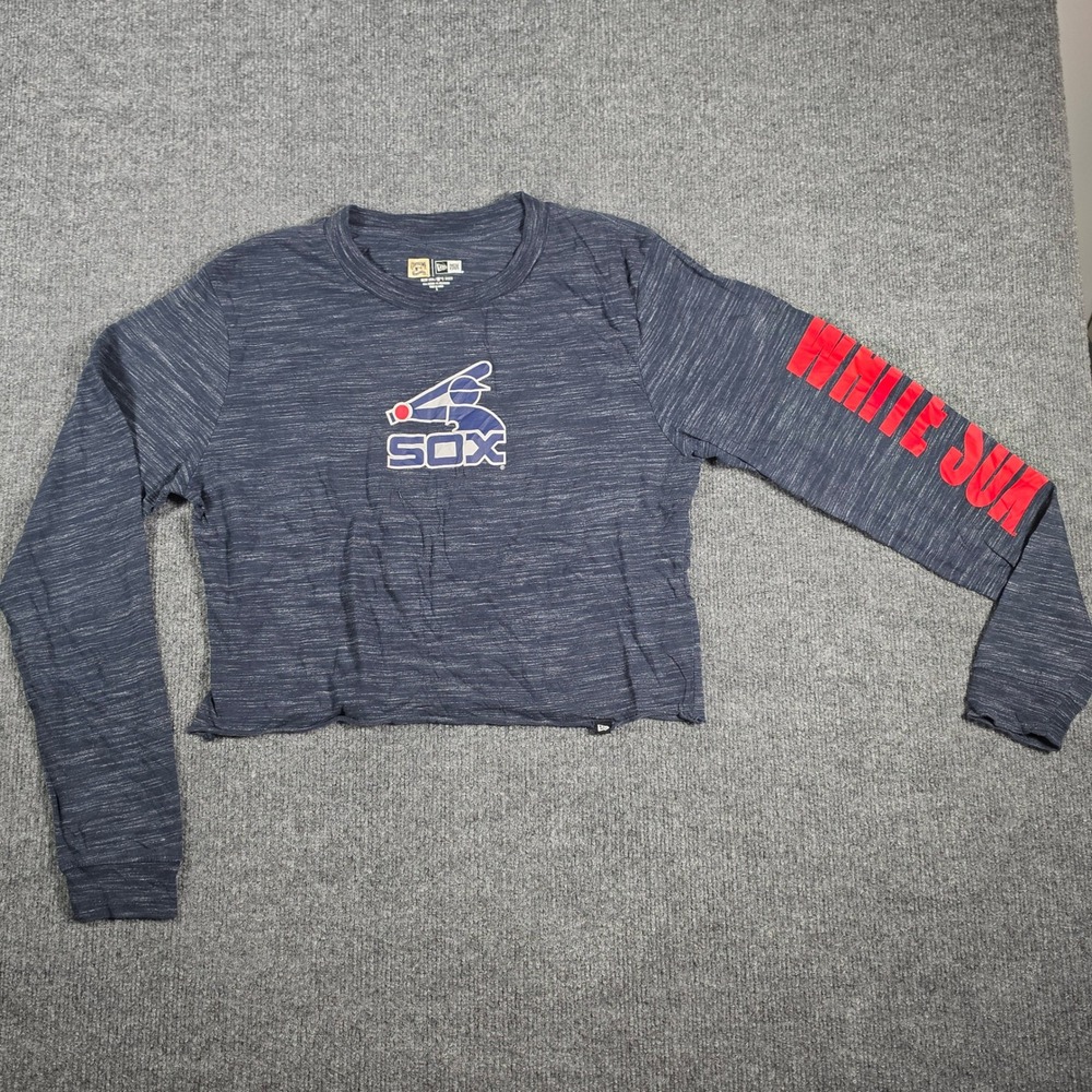 New Era Chicago White Sox Cooperstown Collection Long Sleeve Crop Top Navy Small